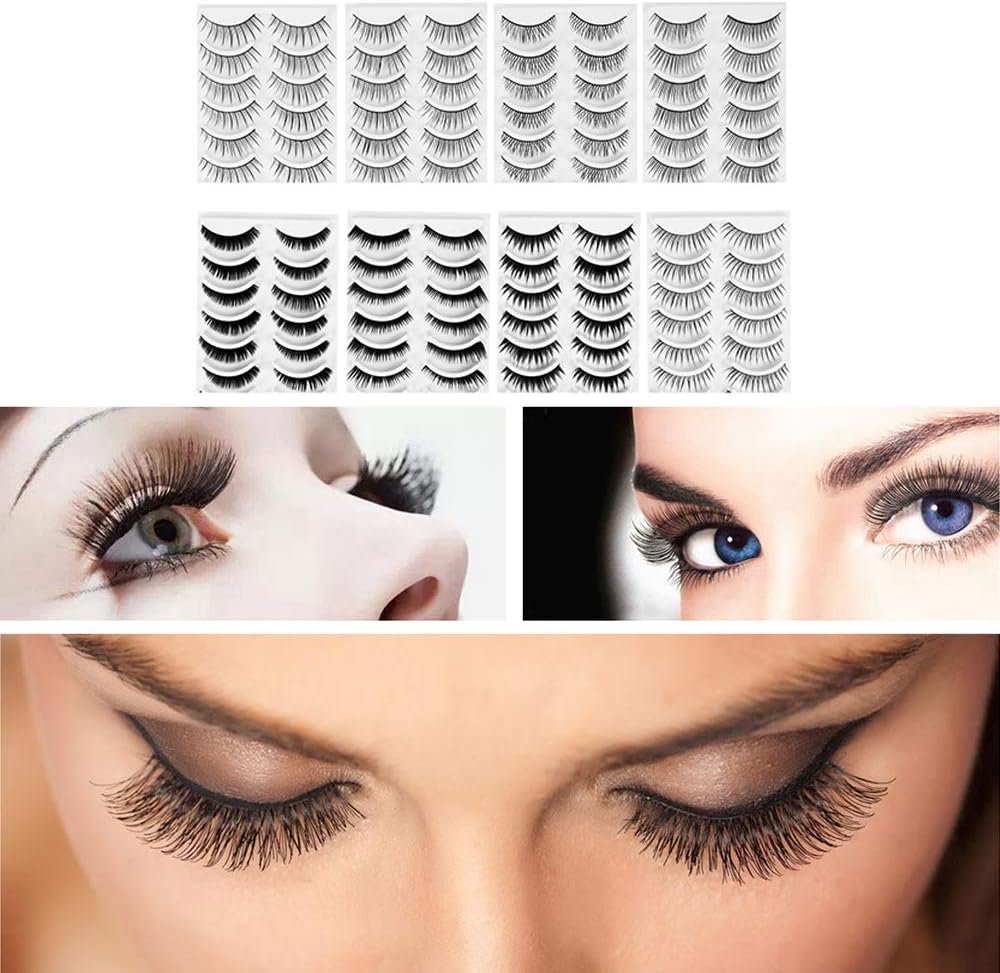 Frcolor 80 Pairs Natural Handmade Eyelash Set Eyelash Extensions Makeup Party 8 Styles