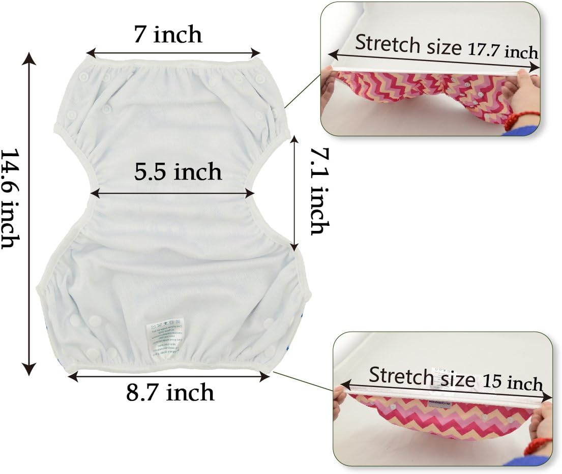 TEAMOY Swim Pants, 2 Piece Set, Newborn - 3 Years Old, Adjust Size With Buttons, Waterproof Outer Layer, Polyester Mesh Inner Layer, Diaper Cover, For Swimming Lessons, Park, Beach, Spa