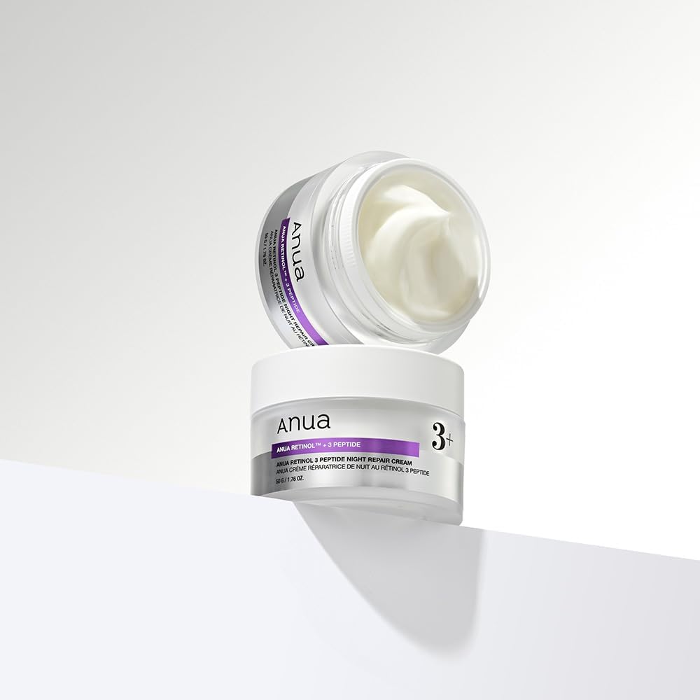 ANUA Retinol 3 Peptide Night Repair Cream, 1.8 oz (50 g), Moisturizing, Pores, Fluctuating Skin, Retinol Cream, Dry Skin, Mixed Skin, Korean Cream, Korean Cosmetics