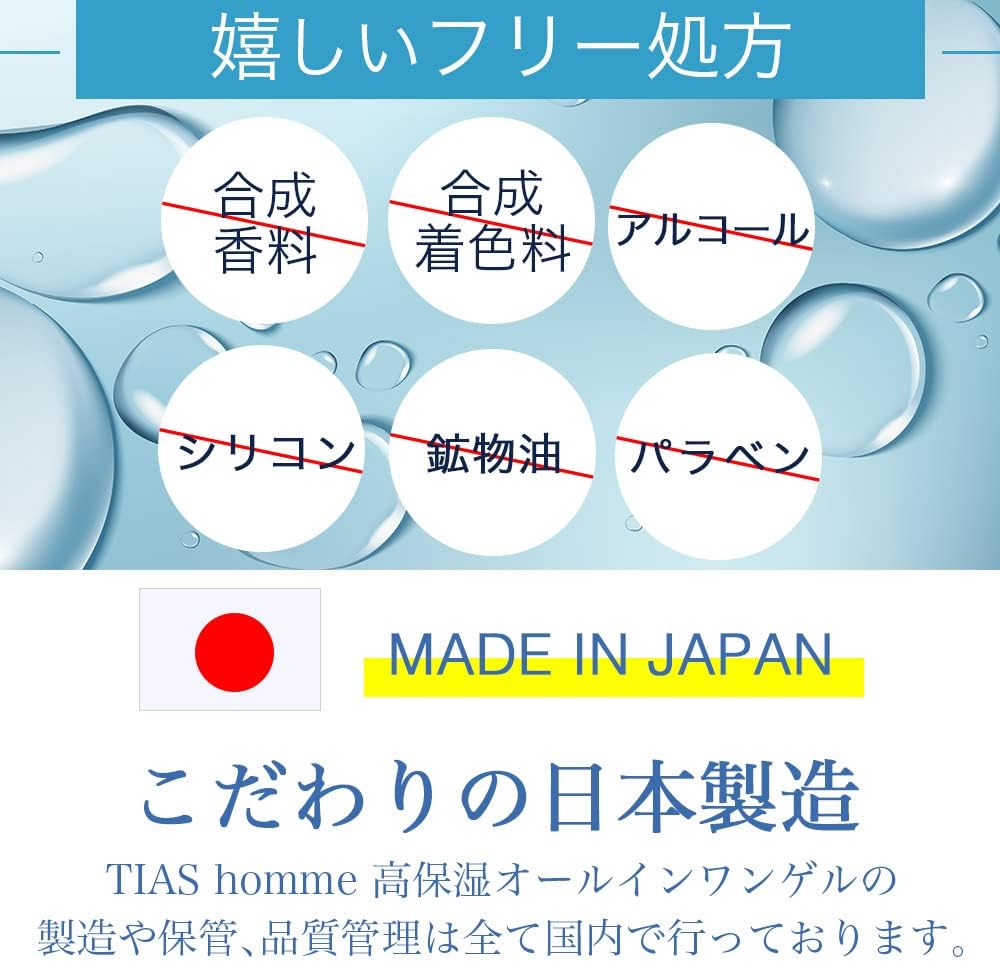 TIAS Homme All-in-One Gel, Men's, Large Capacity, 17.6 oz (500 g), Gel, Skin Care, Lotion, Moisturizing, Botanical Extract Formulated