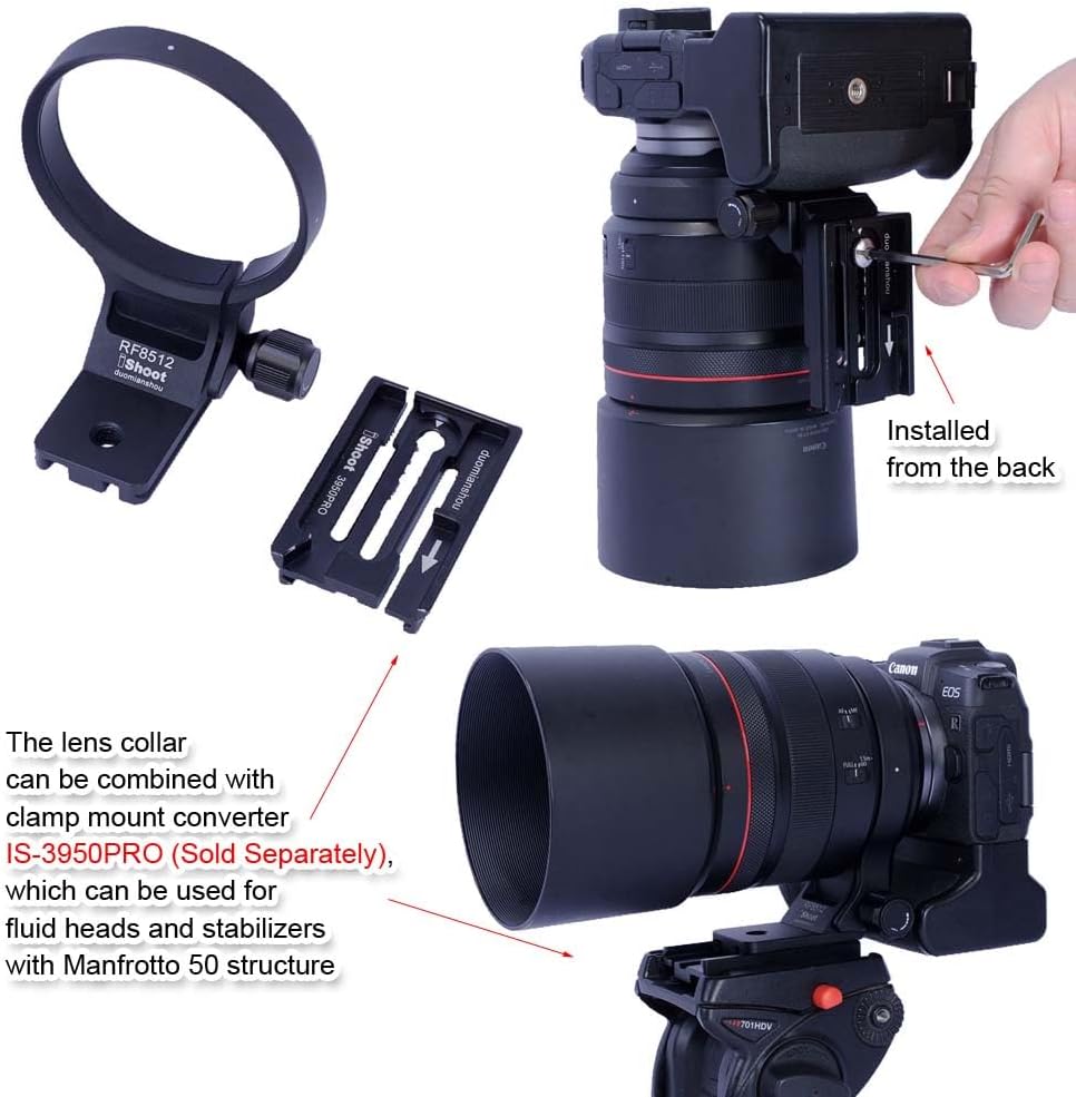 iShoot Camera Lens Ring Tripod Mount, Canon Lens Compatible RF 85mm F1.2L USM & RF 85mm F1.2L USM DS, Lens Support Collar, Lens Bracket Collar, Tripod Socket, Tripod Mount Ring, Support Vertical