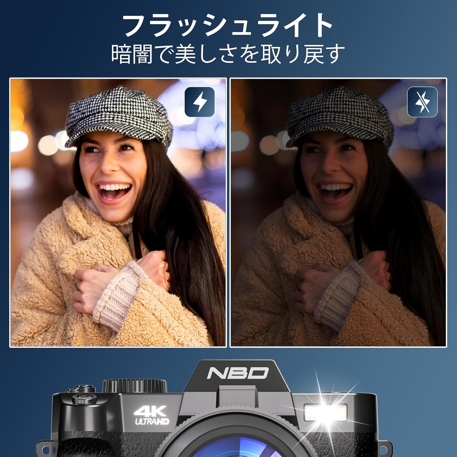 NBD 4K 48MP Digital Camera with Leather Half Case [WiFi App Control, Macro + Wide Angle Lens] 16x Zoom AF Function SLR Camera | LED Flash & Webcam Function | 32GB Micro SD Card & 2 Batteries Included