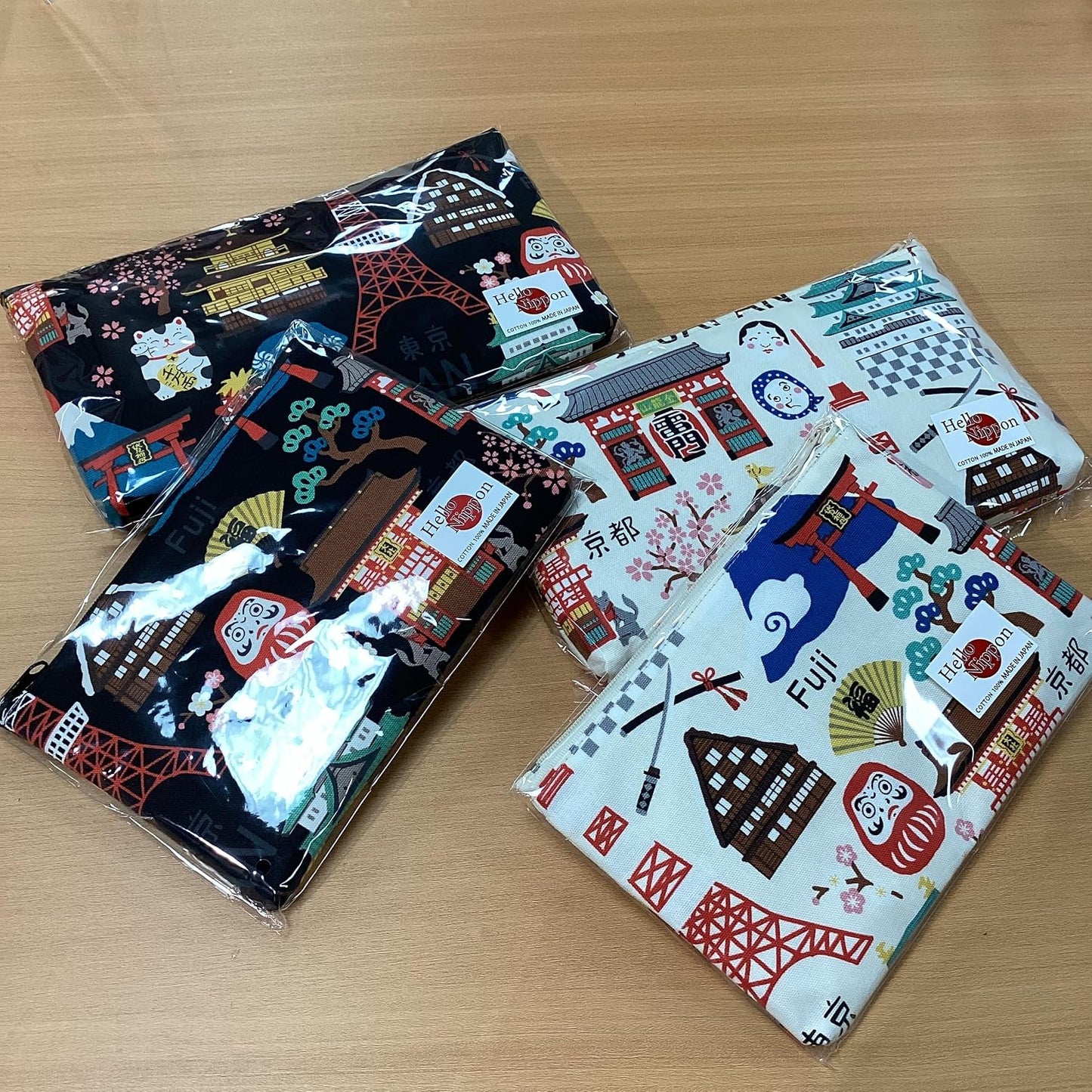 Kyoyu Pouch, Hello Nippon, Tokyo, Kyoto, Mount Fuji, Kaminarimon, Kinkaku-ji, Castle, Made in Japan, Cotton