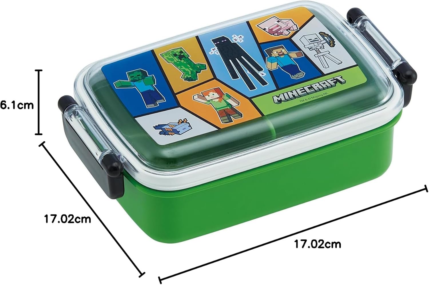 Skater (Skater) Children's Lunch Box, 1-Tier, 15.2 fl oz (450 ml), Domed Type for Fluffy Serving, Antibacterial, Children's, Made in Japan, Minecraft 25, for Boys, RBF3ANAG