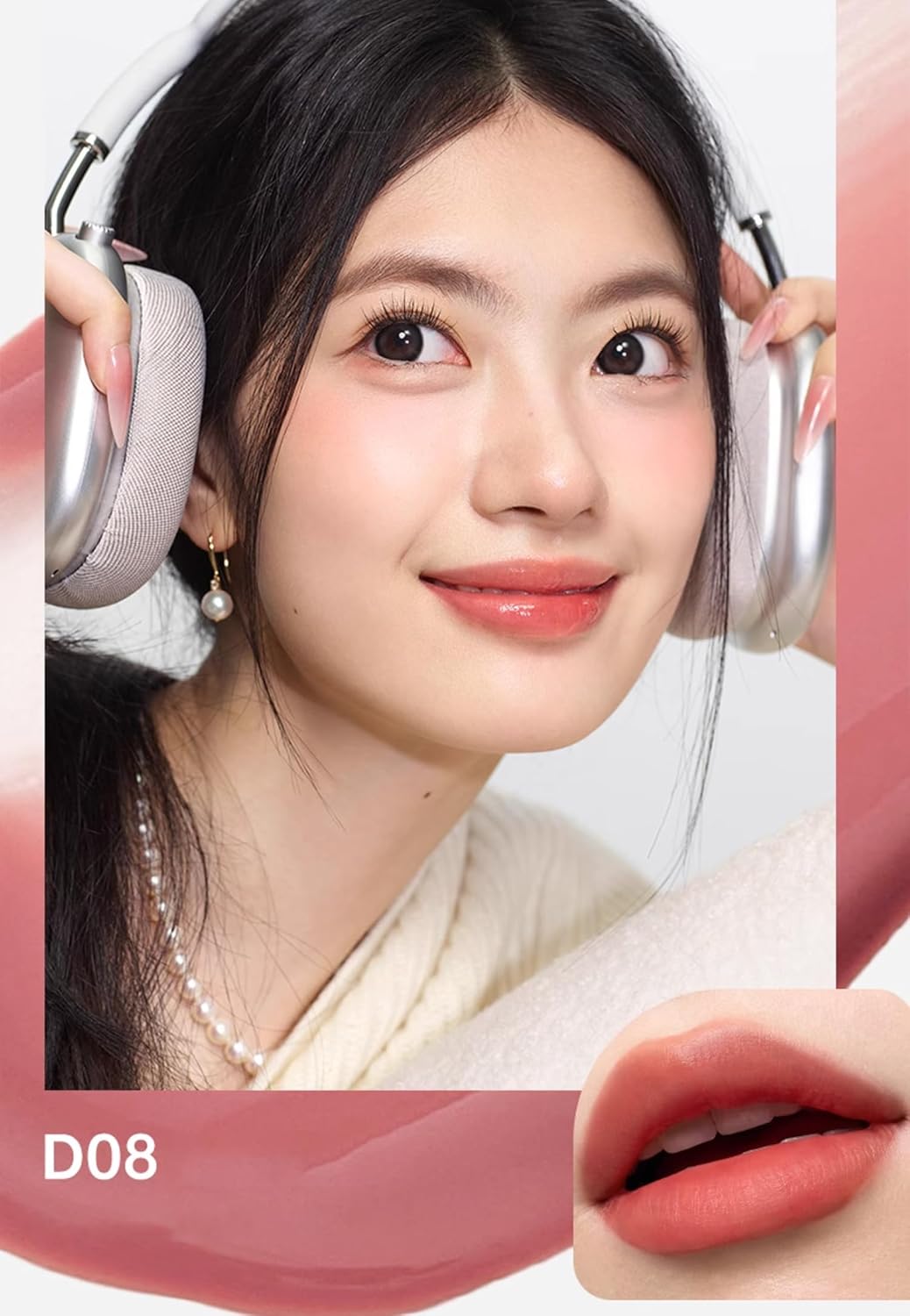 Mooekiss Double Ended Lip Gloss 2 in 1 Matte Lip & Transparent Essence Mirror Finish Softens & Discreetly Dried Crackles Won't Stick to Mask, Long Lasting & Brightens Whiteness & Purity Lip Makeup