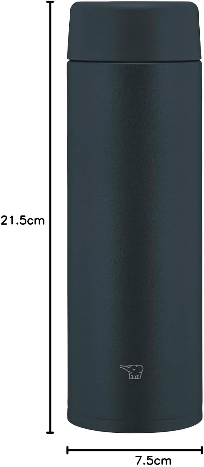 Zojirushi Water Bottle, 16.2 fl oz (480 ml), Zojirushi's Evolved Standard Mug, Dishwasher Safe, Seamless Stopper, Only 2 Parts to Wash, Compact, Heat Retention/Cold Insulation, Screw Type, Black