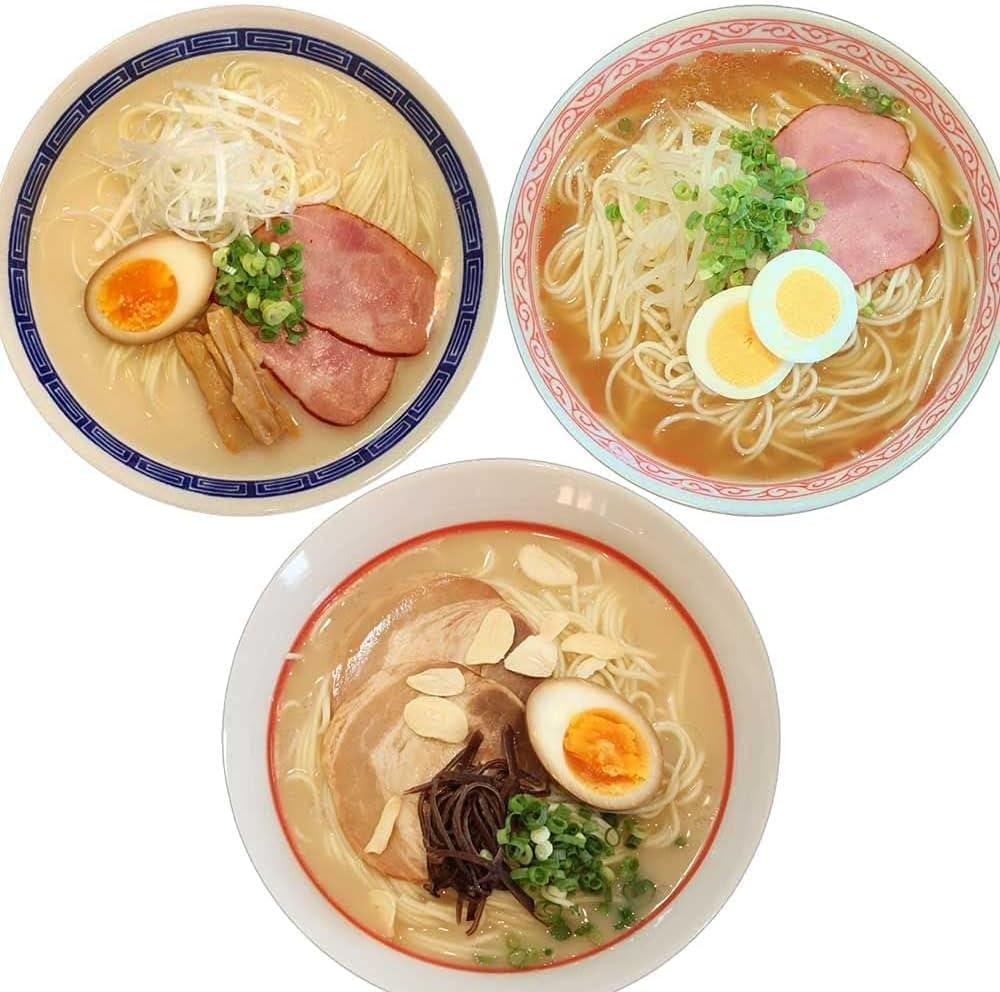 ramen noodle Ramen Noodle Tonkotsu Ramen Food Comparison Set (3 Types / 6 Servings) with Garlic, Miyazaki of Soy Sauce Pork Bones, Kagoshima with Black Pig Extract, Local Series [Dry Noodles, Soup, Emergency Food, Instant Food