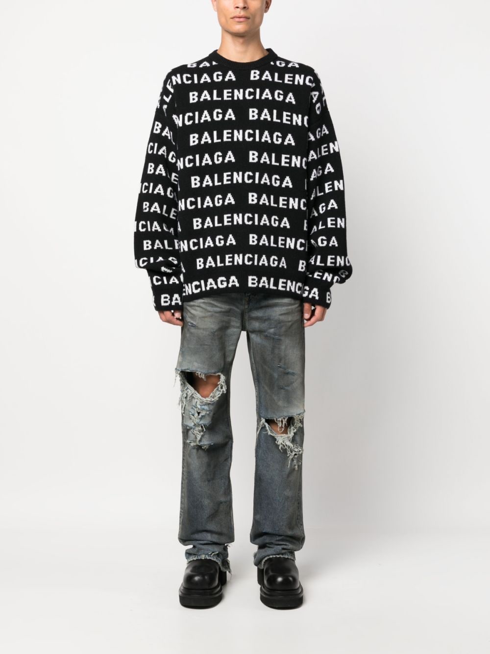 Balenciaga Balenciaga Allover Logo Crewneck Seater - Image 8