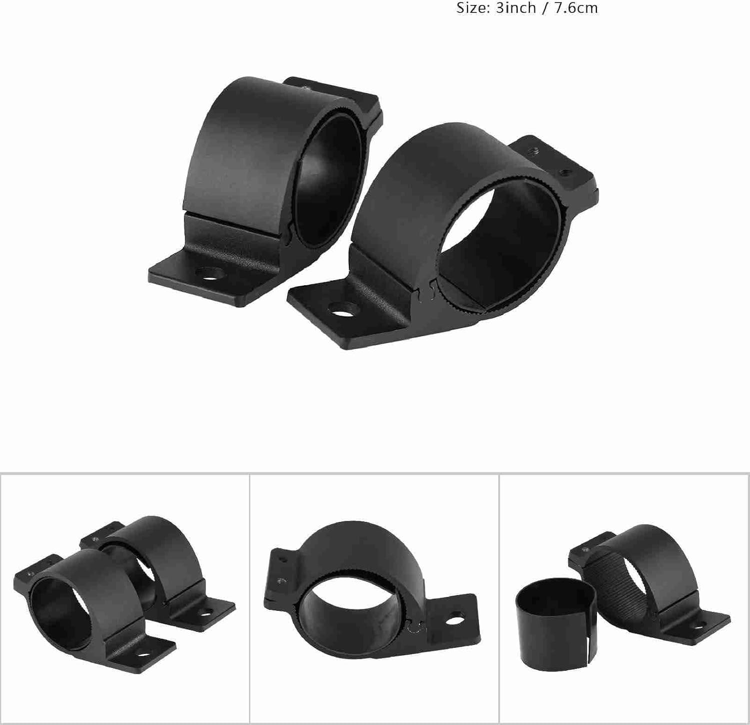 1ペア バンパー用ライト取付ブラケットクランプ、オフロード車用走行灯ホルダー（ゴム製インサート付き）、トラック・SUV・ボート・農機具などに装着可能な2インチ・2.5インチ・3インチパイプ対応の万能タイプ (目)