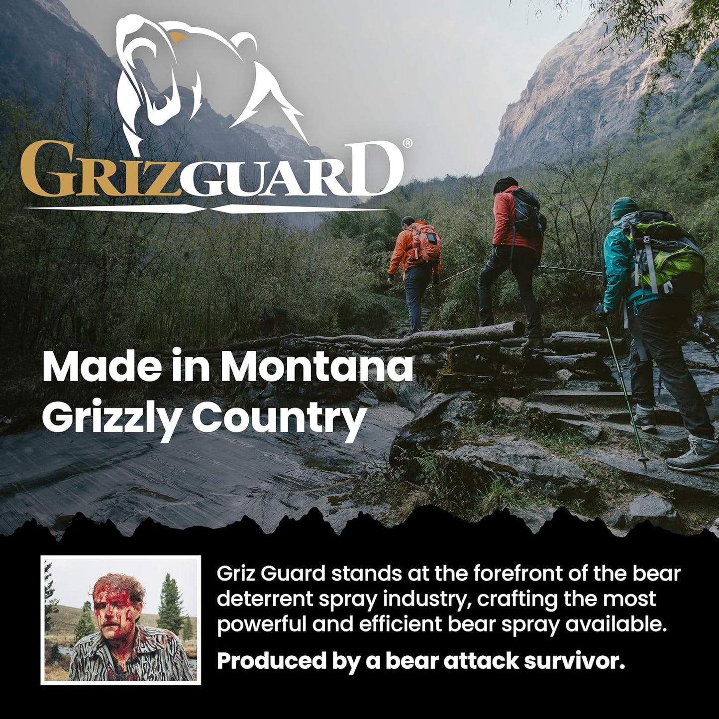 Griz Guard Bear Repellent Spray, Large, 9.2 oz (with holster), Maximum Spray Distance, Approx. 39.2 ft (12 m), EPA Registered Model, Protects Bears, Mountain Lions, Coyote, For Outdoor Use, Bear Spray