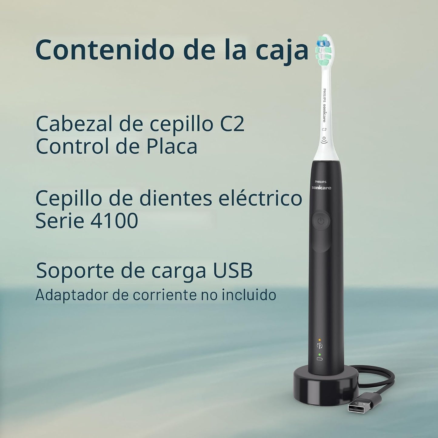 Philips Sonicare 4100 HX3681/24 - Cepillo de dientes eléctrico recargable con sensor de presión, color negro