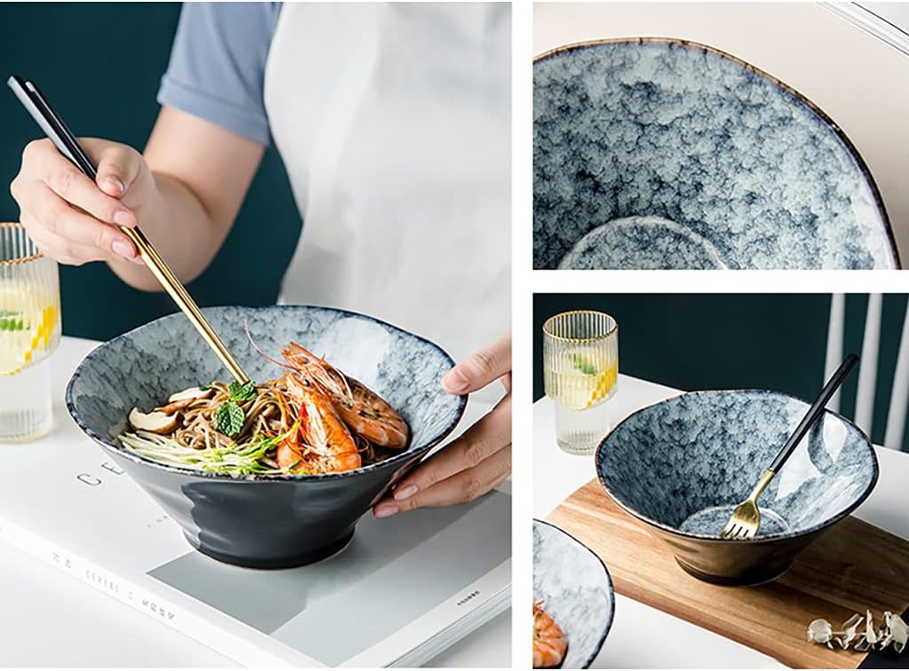 Ceramic Ramen Ramen Soup Bowl, Home Kitchen Salad Bowl, Instant Ramen, Soup, Noodle, Four, Udon, Buckwheat Mixing Bowl 850ml