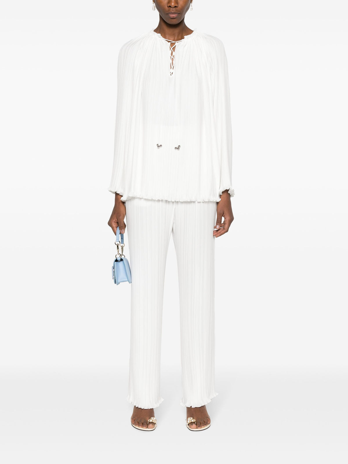 Lanvin ランバン長袖プリーツブラウス開いた首 - Image 8