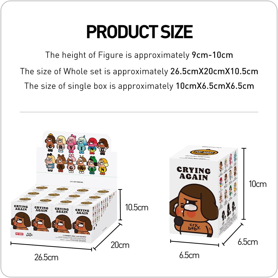 POP MART CRYBABY Crying Again Series (1 Piece), Pop-Mart Toy Toy Toy Plastic Model Premium Toy PVC Soft Vinyl Original Character Birthday Gift