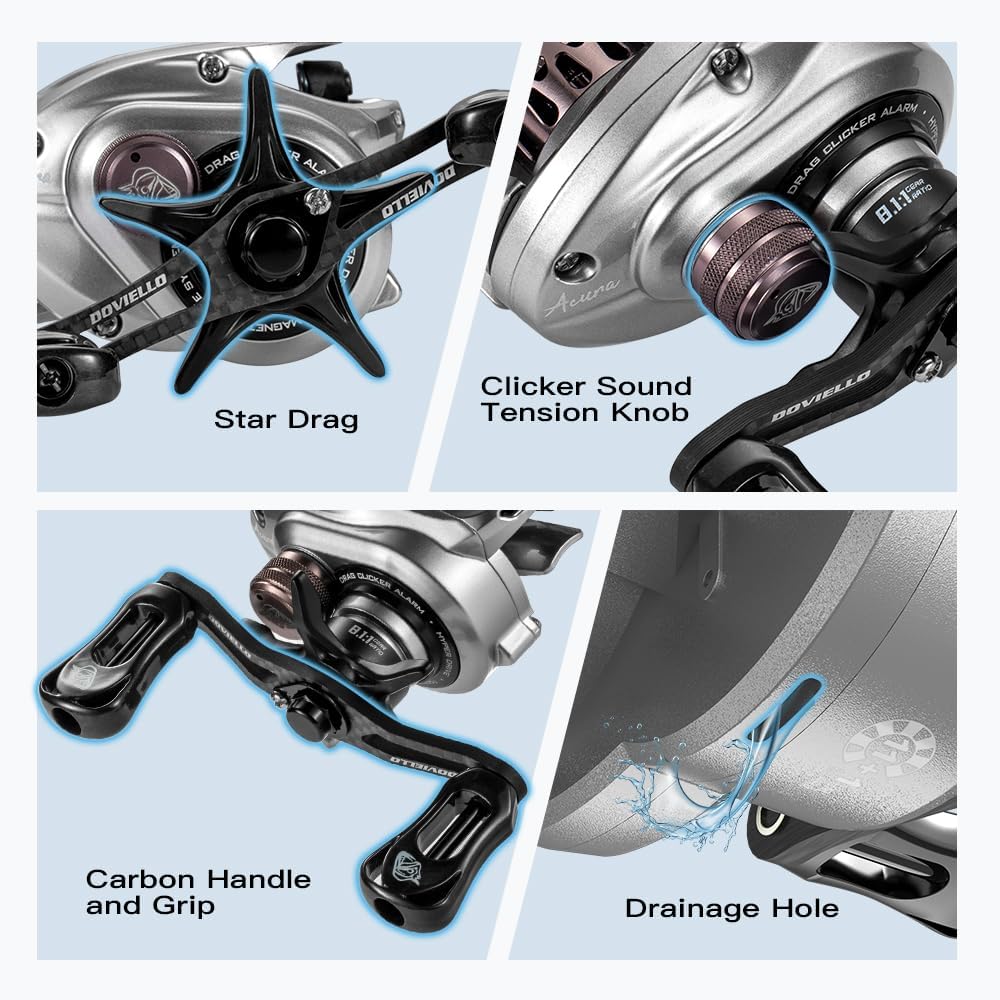 HICC50 Pro 136g Ultralight Baitcasting Reel BFS Baitcasting Fishing Reel 7.1/8.1 High Speed Gear Ratio 11+1BB 4KG Power Baitcasting Reel (8.1 Dual Spool Left Hand)