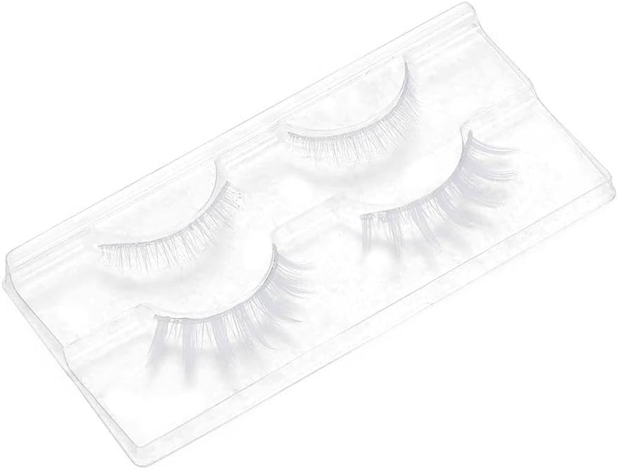 2 Pairs White False Eyelashes Cosplay Eyelashes Fashion Extension Makeup Tool Lightweight PBT Silk Up and Down Eyebrows Reusable