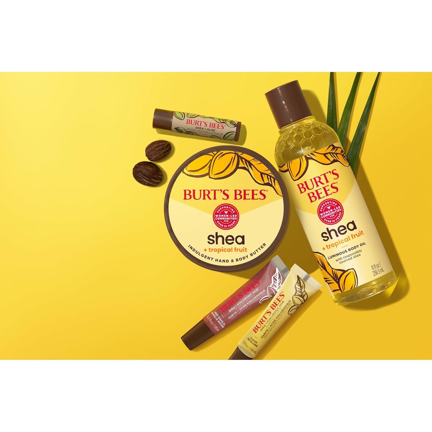 Burt's Bees Manteca de karité + frutas tropicales indulgente para manos y cuerpo, no grasa, rica en antioxidantes para una piel brillante, no irritante, cuidado de la piel de origen natural, 11 onzas.