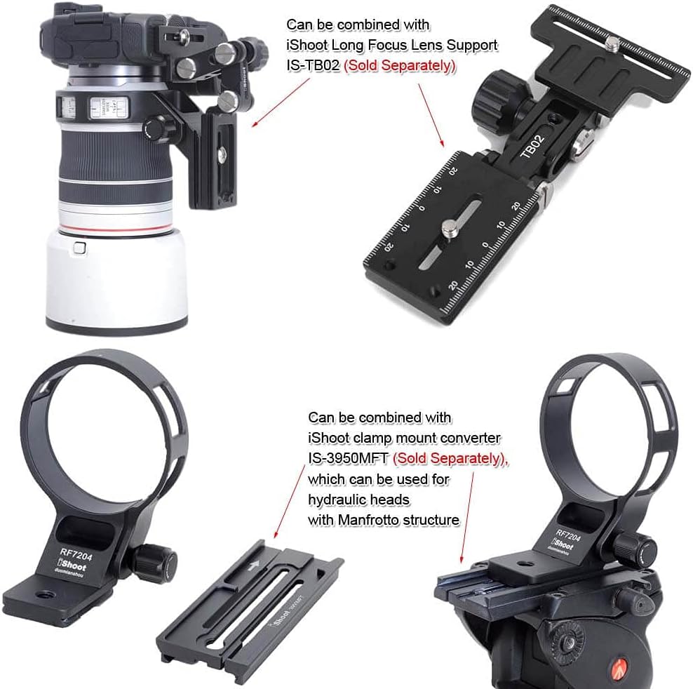 iShoot Camera Ring Tripod Mount, Tripod Mount Ring, Lens Support Collar, Lens Bracket Collar, Tripod Socket, Compatible with Canon RF 70-200 f/4L IS USM