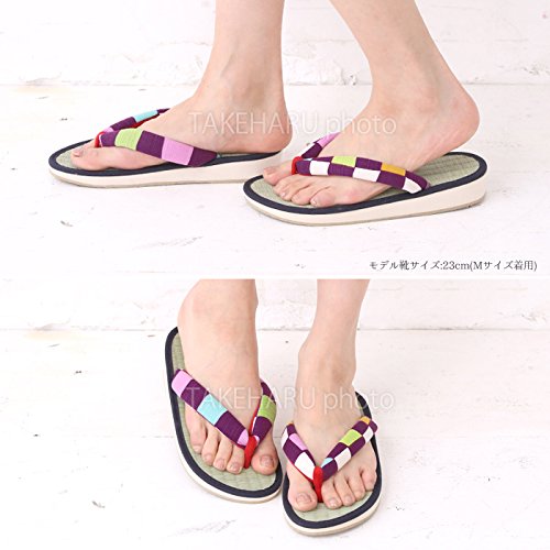 [Takeharu] Women's Sandals, Rush, Made in Japan, Zori Sandals, Round Tatami Sandals, Folding Sandals, Cute Large Size, Flowers, White, Black, Pink, Polka Dots, Non-Slip, Perfect for Your Feet,
