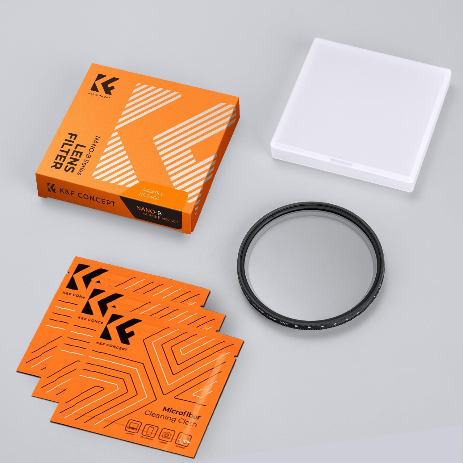 K&F CONCEPT 67mm 可変NDフィルター ND2-ND400 減光フィルター 超薄型 カメラ用フィルター+超極細繊維布（67mm ND Filter）