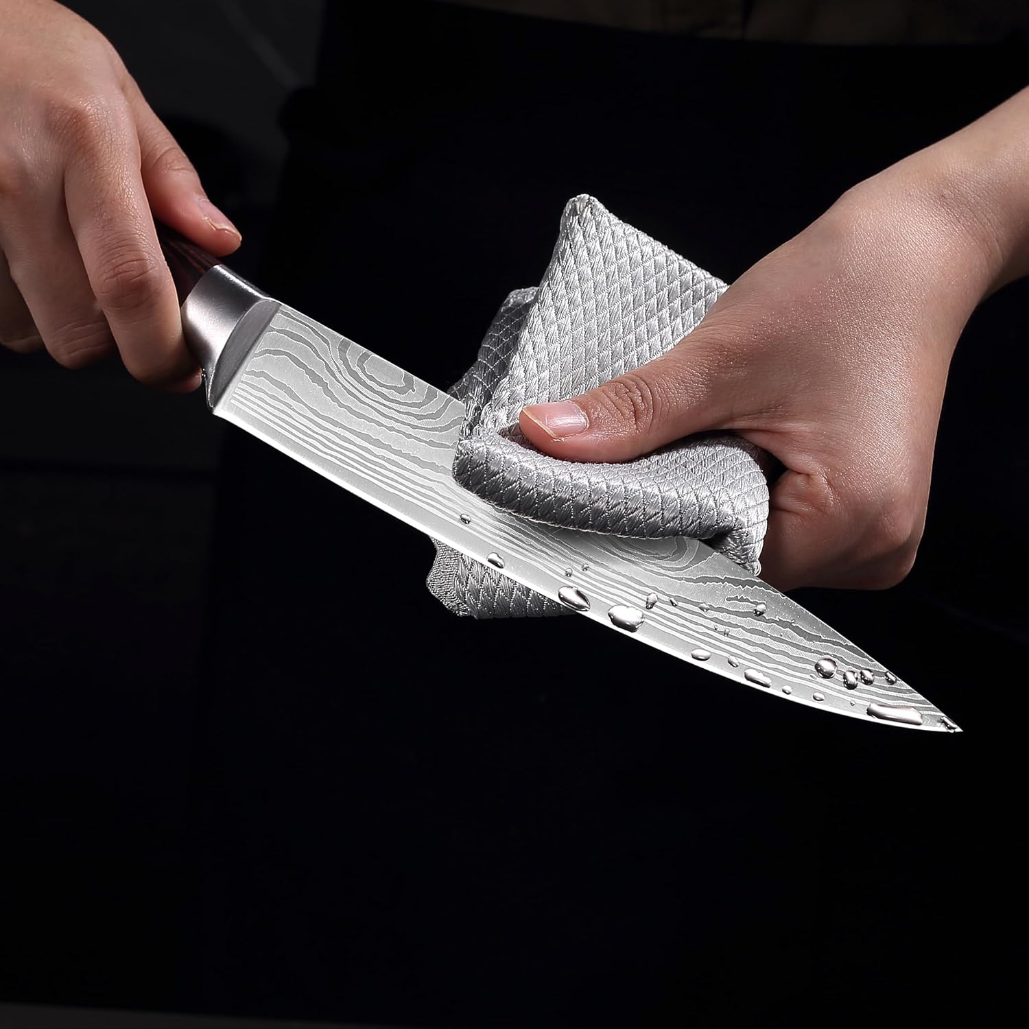 PAUDIN Gyuto Knife 200mm with Sheath Wooden Handle Chef Knife Sharp Knife Double-Edged Left-Handed Compatible 5Cr15Mov High Carbon Stainless Steel Versatile Knife Rust-Proof Durable Long-Lasting