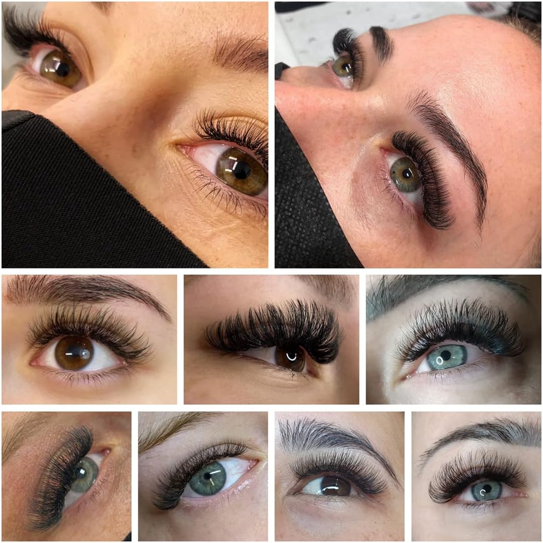 Eyelash Extensions, 3 Boxes, 5D Volume Eyelashes, C D Curl, Thickness 0.02 inches (0.07 mm), 0.04 inches (0.10 mm), 12 Rows, 5 Bundles, Matsueku False Eyelashes, Natural, Popular, 3 Trays Short Stem