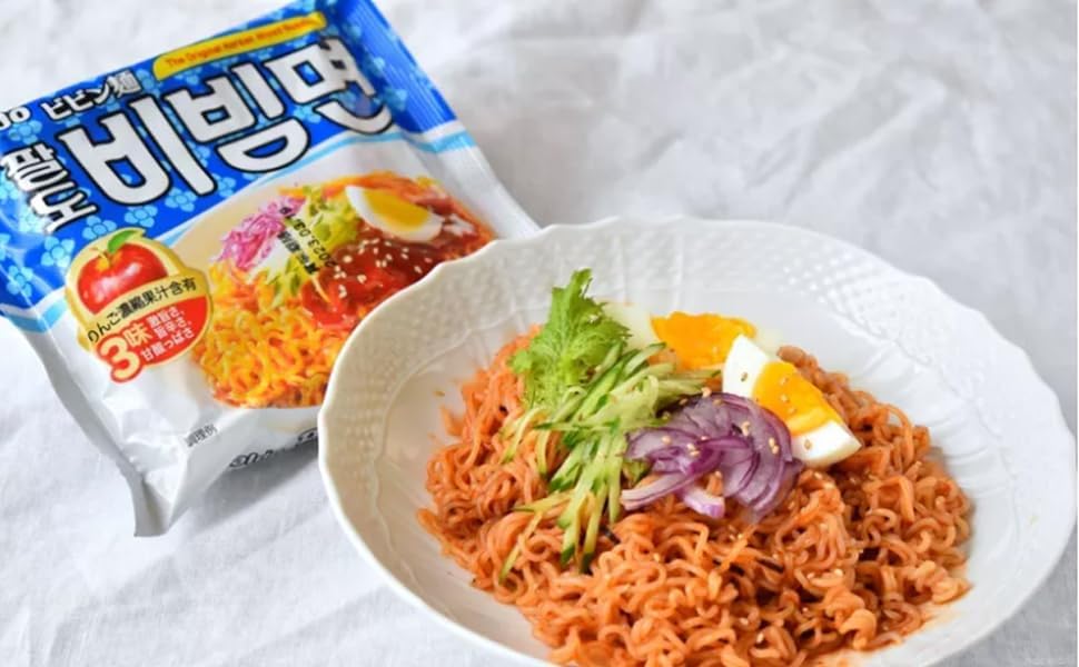 Paldo Bibin Noodles, 10 Bags, Paldo Bibim, Imported Korean Food, Cooking, Dried Noodles, Instant Ramen, Spicy Ramen, Chilled
