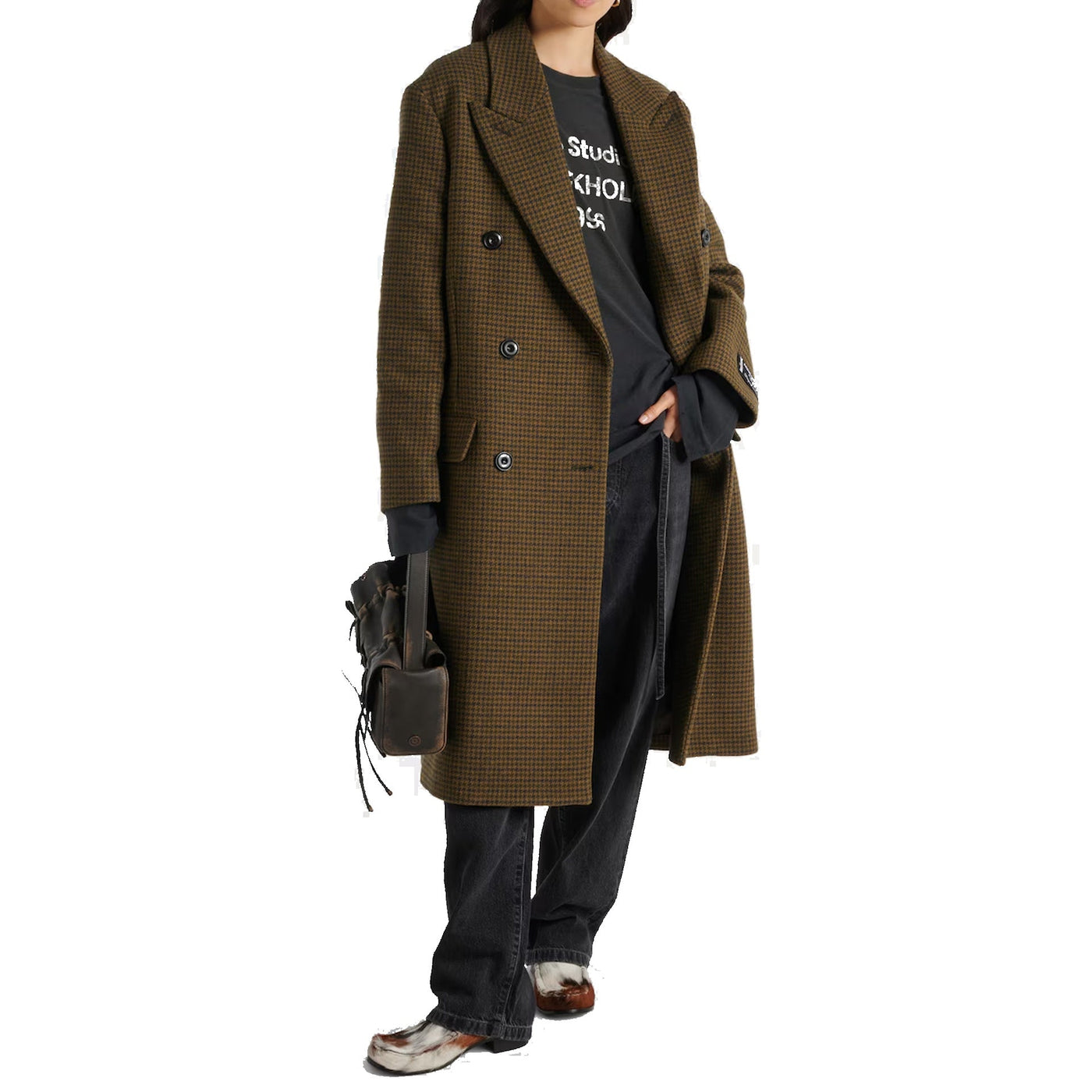 Acne Studios にきびスタジオにきびスタジオチェックダブル胸部ウールブレンドコート - Image 8