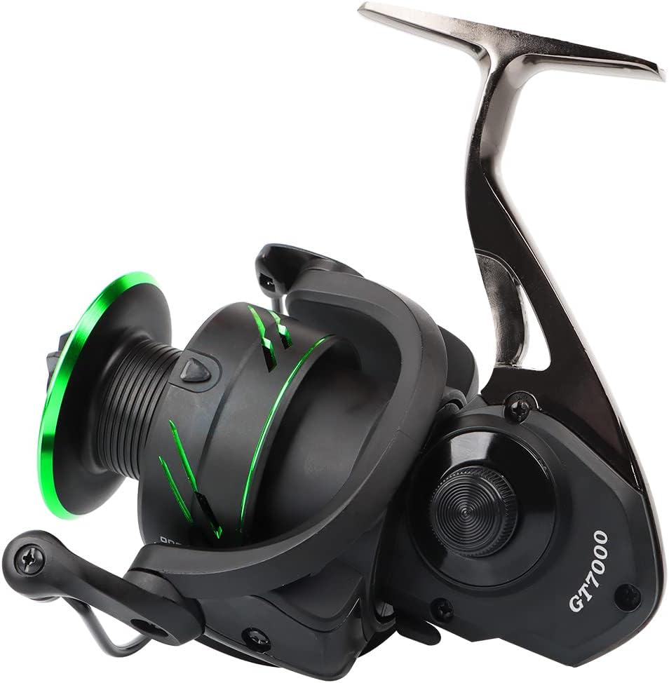 HappyLife Spinning Reel, Fishing Tool, Prevents Lining, Maximum Drag Force, 77.1 lbs (35 kg), Left and Right Interchangeable Handle, Gear Ratio 5.0:1, Strong Drag Strength, Durable, Long Toss,