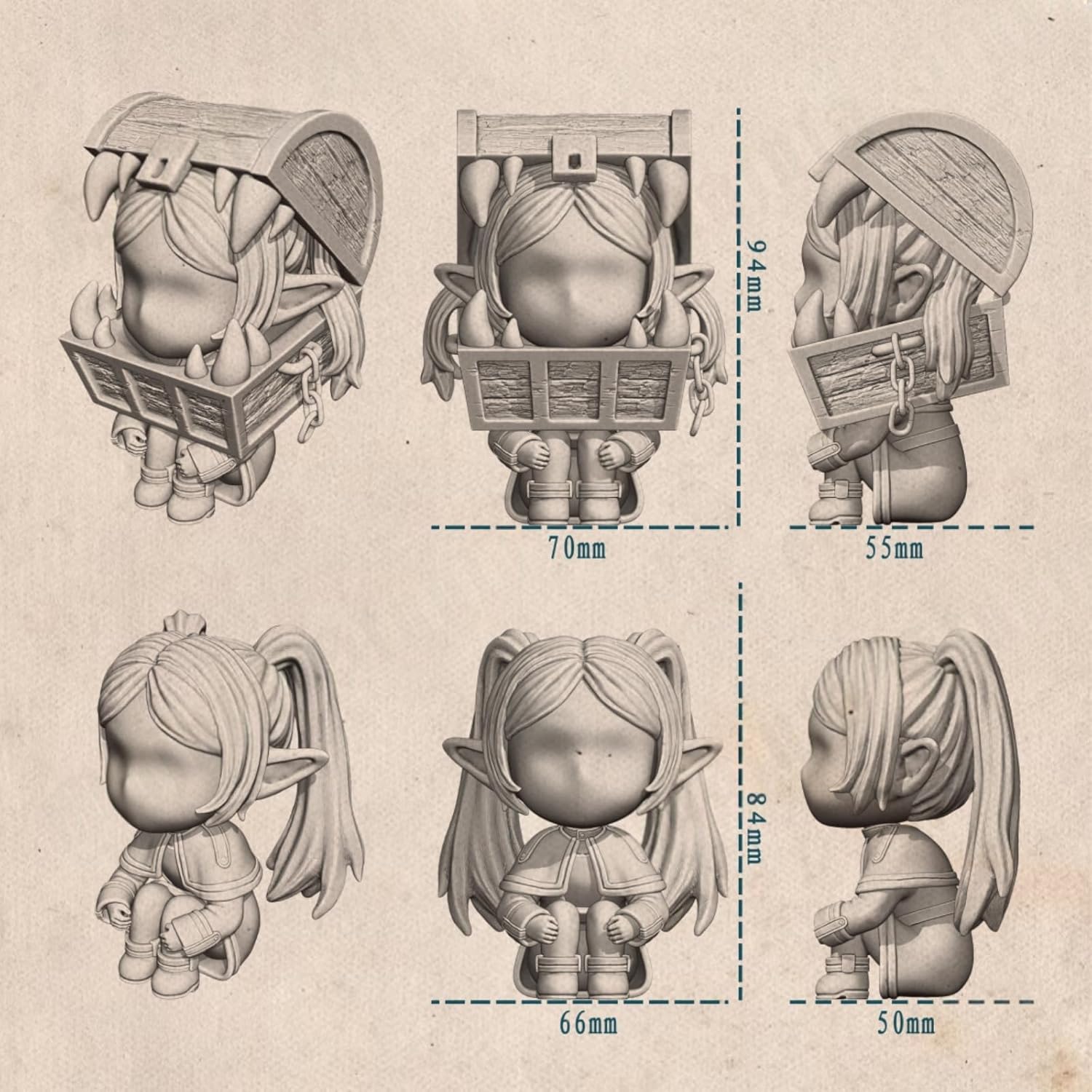 CHIASA Nendoroid Funeral Freelen Model, PVC & ABS, 3.7 inches (94 mm), Painted Goods, For Fans, Collection, Birthday Gift, Removable Figure