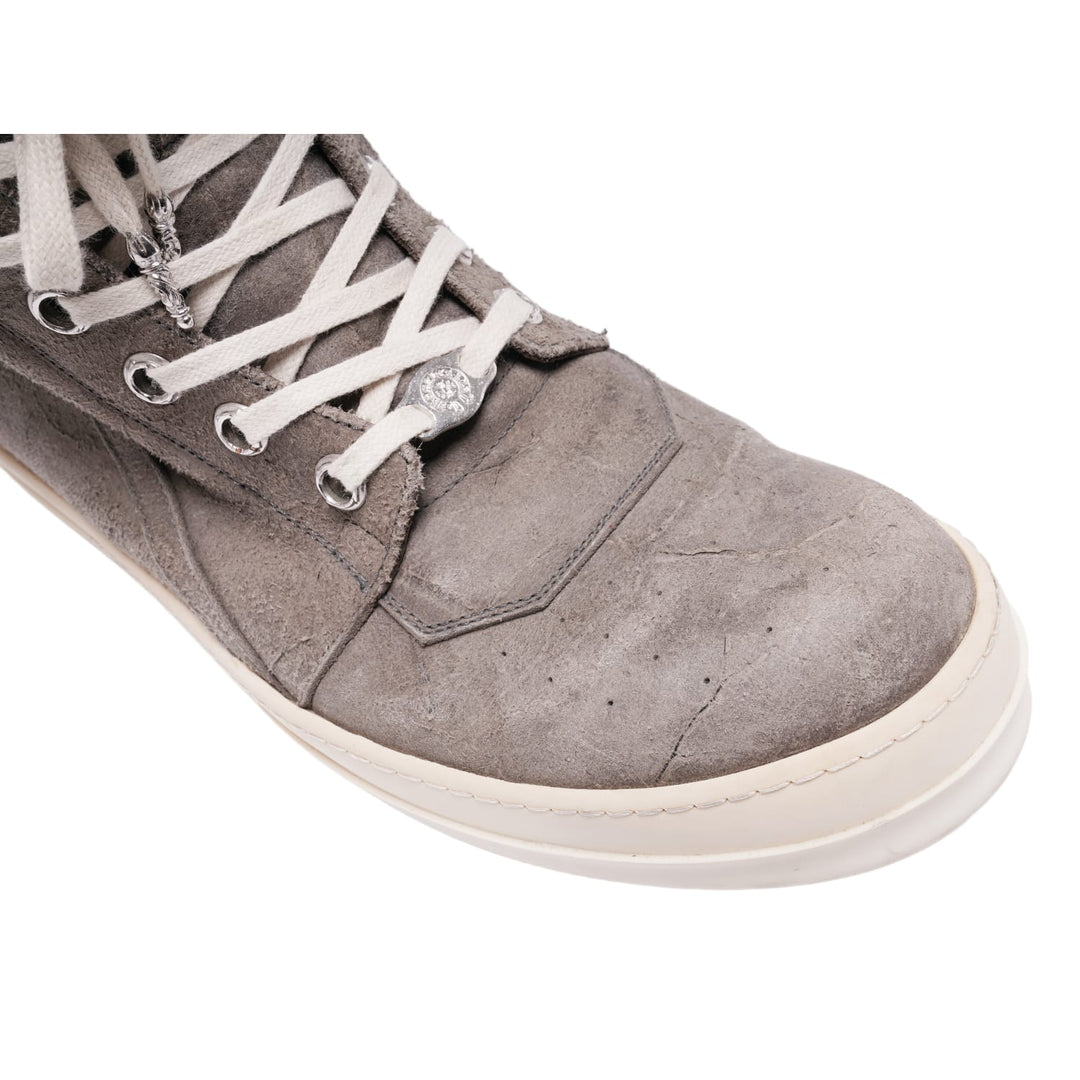 CHROME HEARTS X RICK OWENS 'GREY' SUEDE GEOBASKET SNEAKERS
