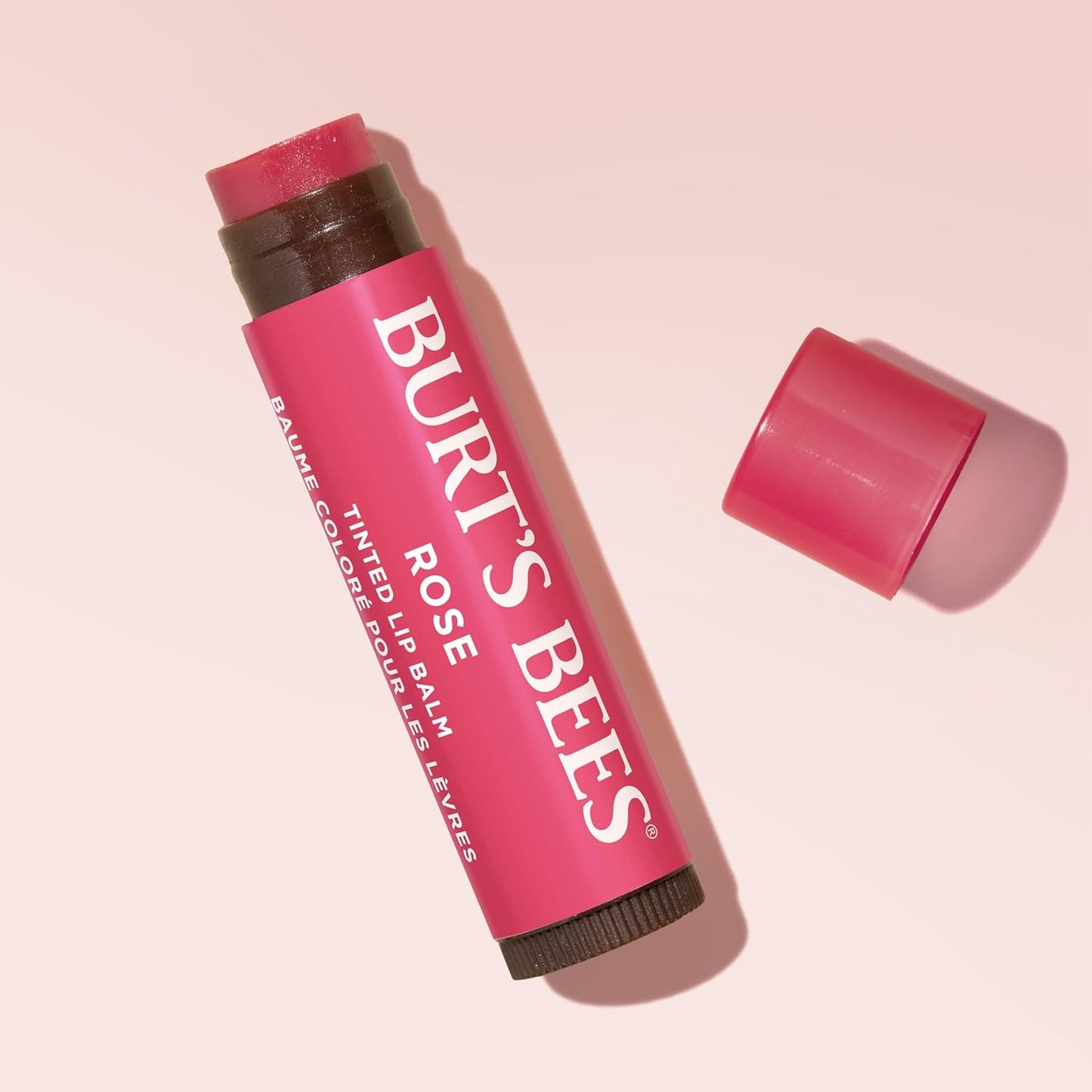 Burt's Bees - Bálsamo labial para rellenar los calcetines, fórmula de bálsamo tintado 2 en 1 de larga duración, infusión de color con manteca de karité hidratante, rosa pétalo (paquete de 2)