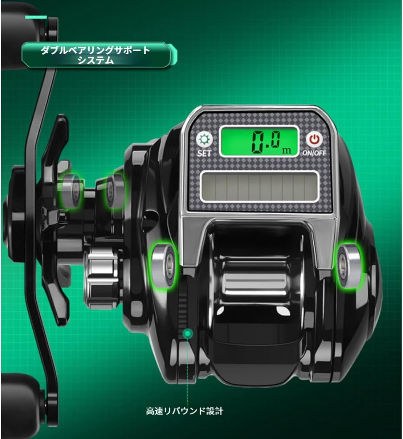 Bait Fishing Reel, USB and Solar Powered, Accurate Line Counter, Bite Alarm Function, 10 Speed Strong Magnetic Brake, Perfect for Wild Fishing and Saltwater Fishing Long Range Raft Fishing