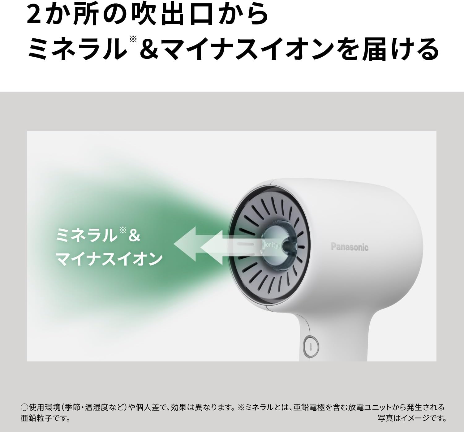 Panasonic Dryer Ionity W Mineral & Negative Ion Compact Lightweight Quick Dry Modern White EH-NE8N-W