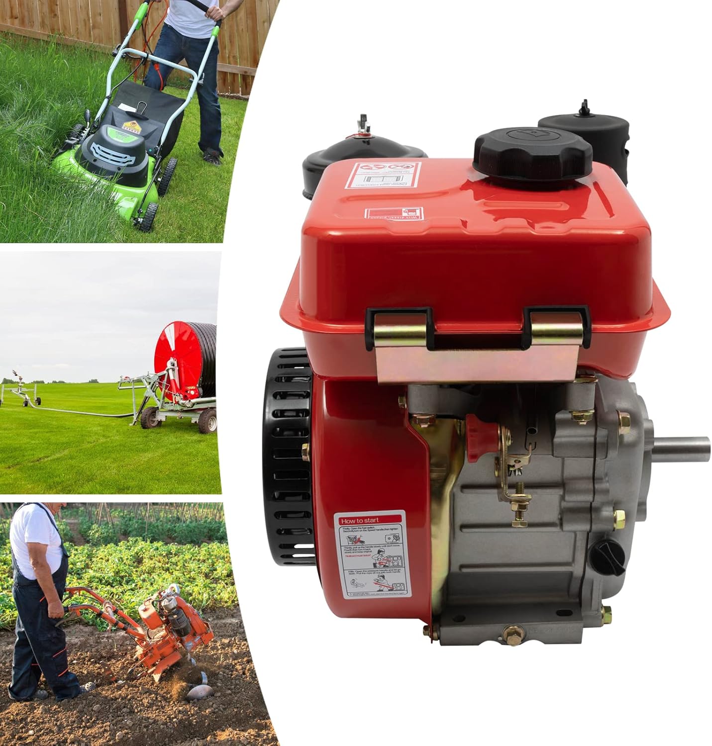 Go Kart Motor Engine Diesel Engine 3HP 196CC 4 Stroke Single Cylinder Air Cooled Diesel Motor Manual Recoil Start Horizontal Shaft Engine Go Kart Lawn Mower Generator Wood Splitter