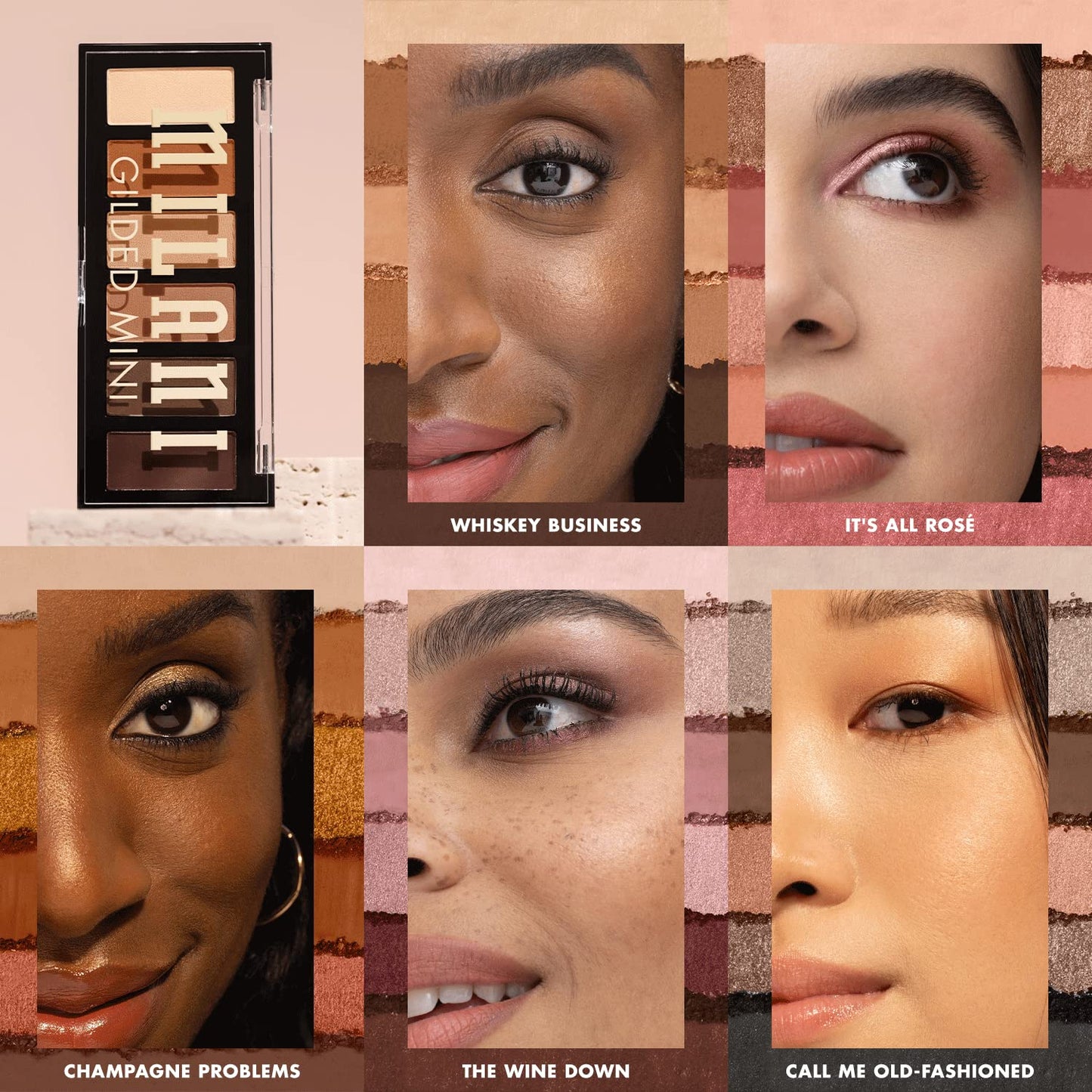 Milani Mini paleta de sombras de ojos dorada con 6 tonos mate y brillantes - Whiskey Business