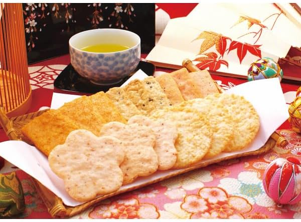 Kanazawa Kanerokuseika Kanerokunohana Black Sesame, Shrimp, Curry, Salad Crackers Assorted Popular 5 Varieties 18 Pieces Individually Wrapped Ready for Gifting KRN-10R