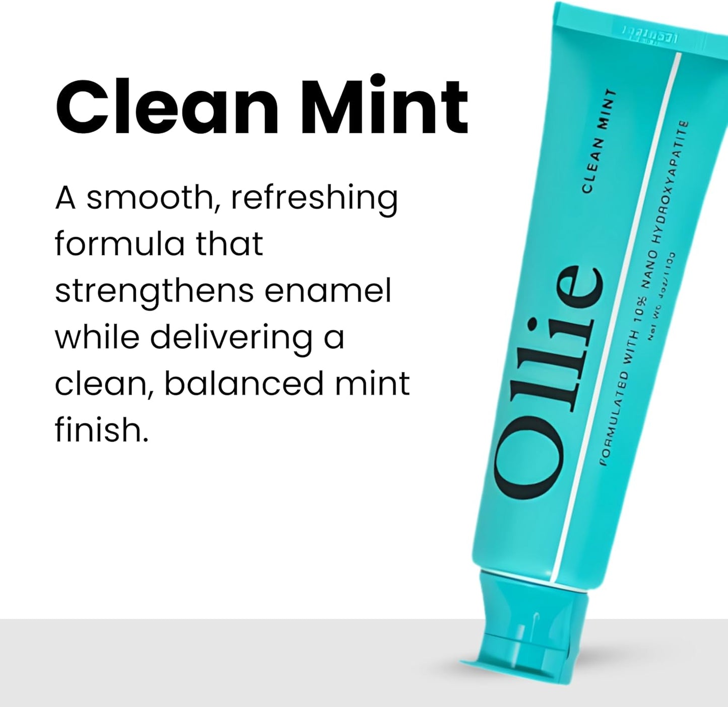 Ollie Pasta de dientes 10% Nano hidroxiapatita sin flúor para esmalte remineralizante, dientes sensibles y blanqueamiento, menta limpia, 4 onzas (paquete de 1)