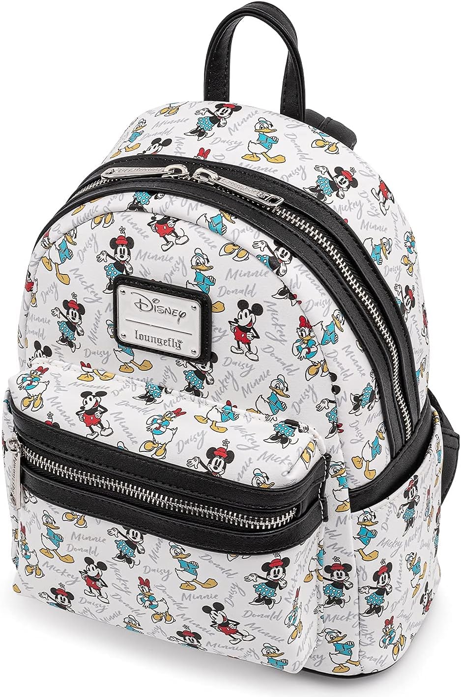 Loungefly Disney Mickey Minnie Mouse Donald Daisy Mini Mochila Bolso Blanco