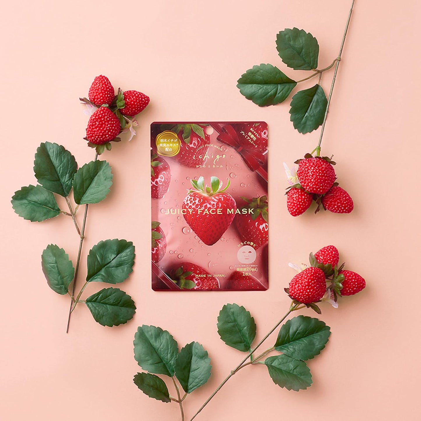 Tochigi Prefecture, Strawberry Farm, Mikori Farm Collaboration Product, Juicy Face Mask ~ Otome and Watermelon (1 Piece) | デイリーアロマジャパン 日本製 ビタミンC誘導体 コラーゲン 吸着シート とちおとめ とちあいか 苺 保湿 乾燥 ギフト いちご果実エキス配合