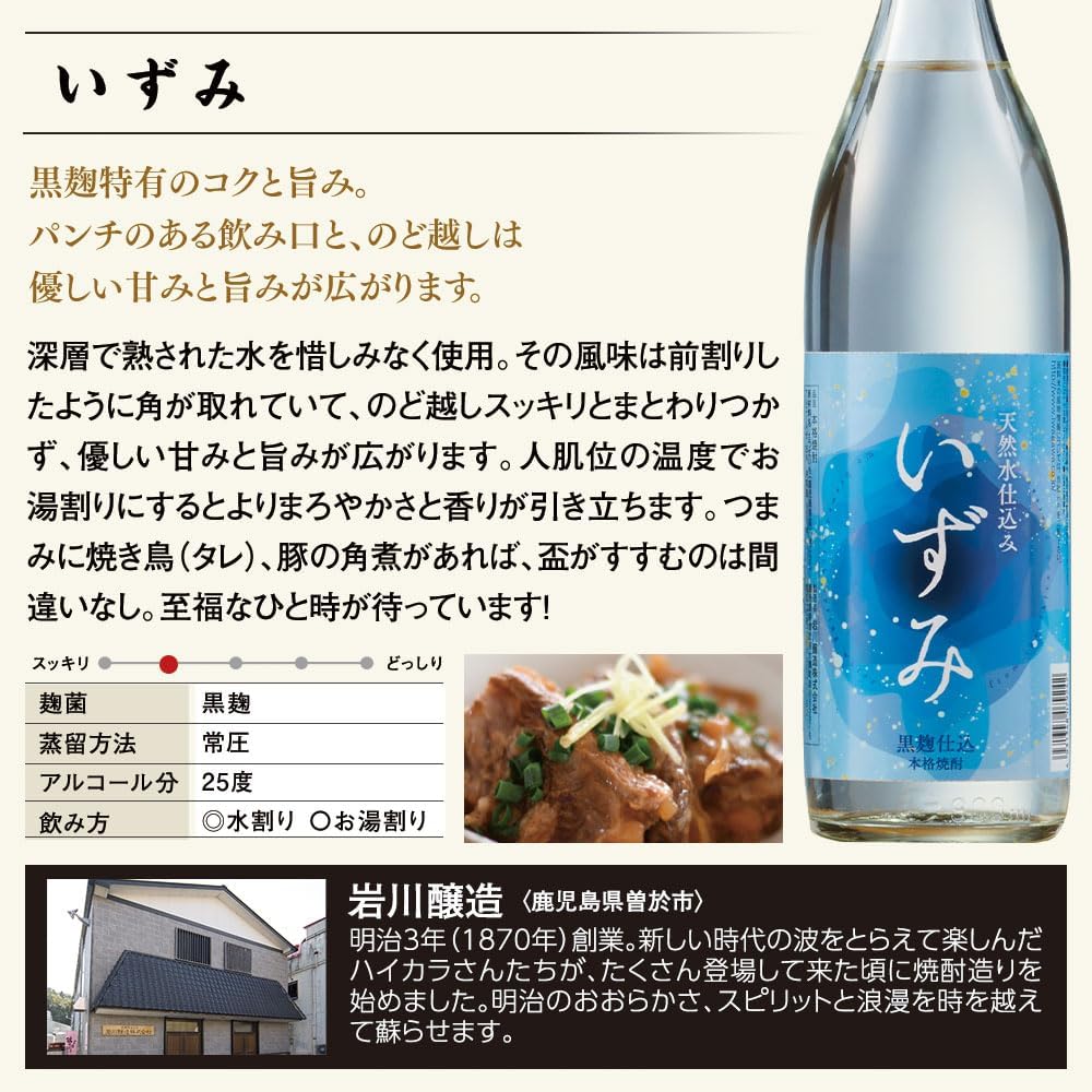 Belluna Gourmet Shochu Tasting Comparison Set (Kagoshima 6 Breweries / 30.4 fl oz (900 ml) x 6 Bottles), Assorted, Alcohol, Celebration, Souvenir, Gift, Present, Mother's Day, Father's Day, Respect