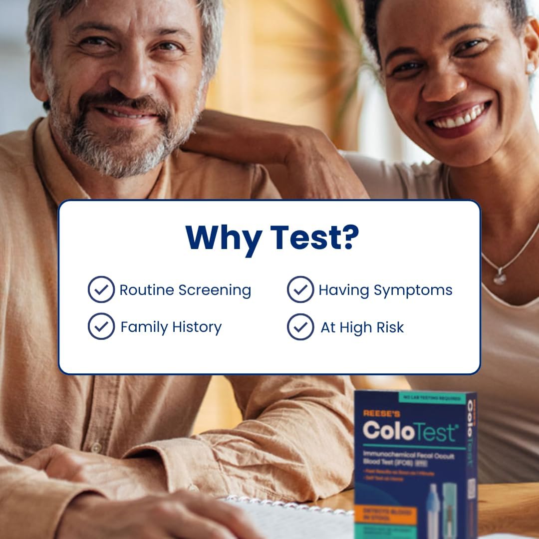 Reese's ColoTest, Kit de Prueba de Sangre Oculta Fecal Inmunoquímica FIT en Casa, 1 Unidad, Fácil de Usar para la Detección de Salud del Colon, Detecta Sangre Oculta en las Heces, Resultados en 1