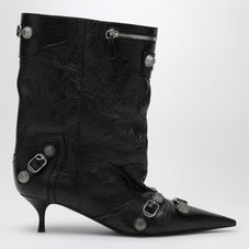 Balenciaga Black Leather Cagole Ankle Boots - Image 8