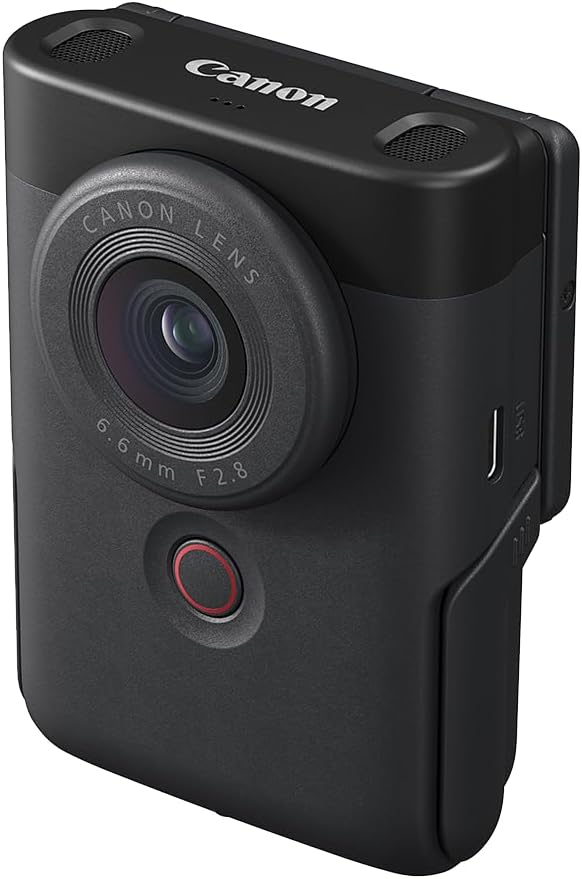 Canon PowerShot V10 Camera, Content Creator Compact Vlog Camera, Fixed 19mm Wide Angle Lens, 4K Video, Face Detection, Built-in Microphone, Live Streaming, Built-in Stand, Black