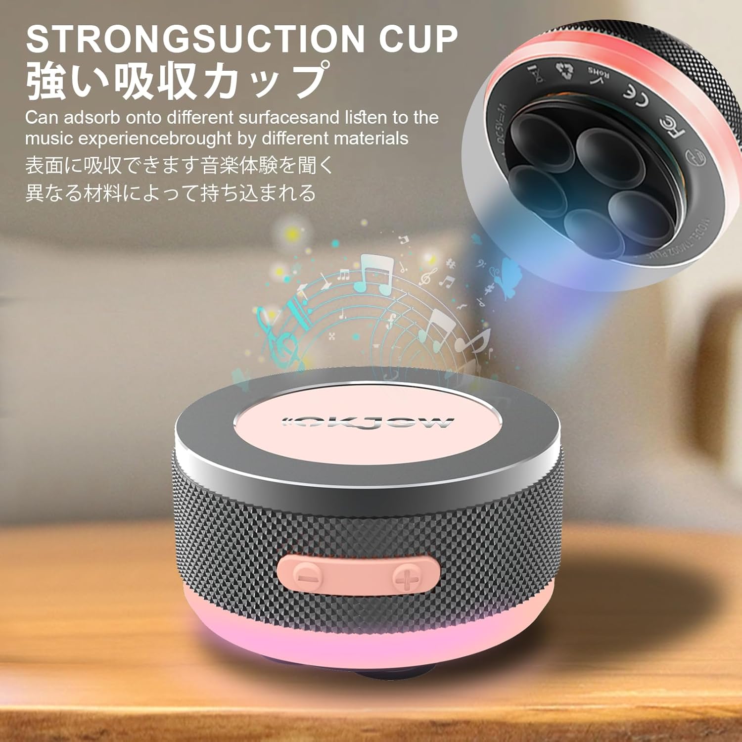 Bone Conduction Speaker Bluetooth Vibration Speaker Portable Wireless 3D Surround Sound 7.5W Output with Dynamic LED Light for Home, Office, Outdoor Use (Purple)