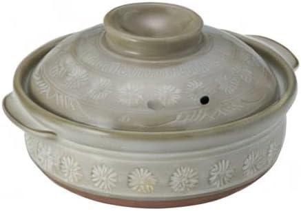 【正規品】 萬古焼 銀峯 土鍋 (深鍋) 7号 1-2人用 花三島 直火対応 保温性 日本製 21071