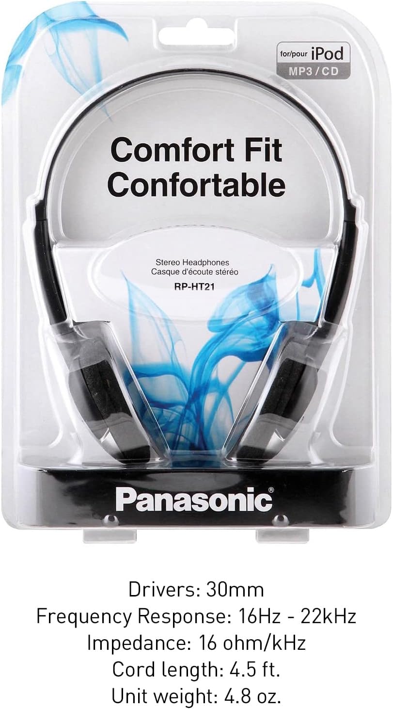 Panasonic (RP-HT21) 10-Pack Lightweight Headphones with XBS Headphones (Earbuds)