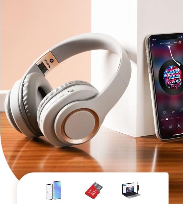 Wireless Headphones Bluetooth 5.3 Over Ear Bluetooth Headphones/Low Latency/Closed Type Sound Leak Resistant/Built-in Microphone/Lightweight Comfortable Fit/Foldable/40mm HD Driver Unit/3.5mm AUX