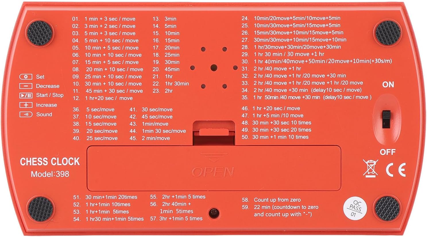 Professional Digital Chess Clock Timer Portable Tournament Large Screen Game Timer Board for Game