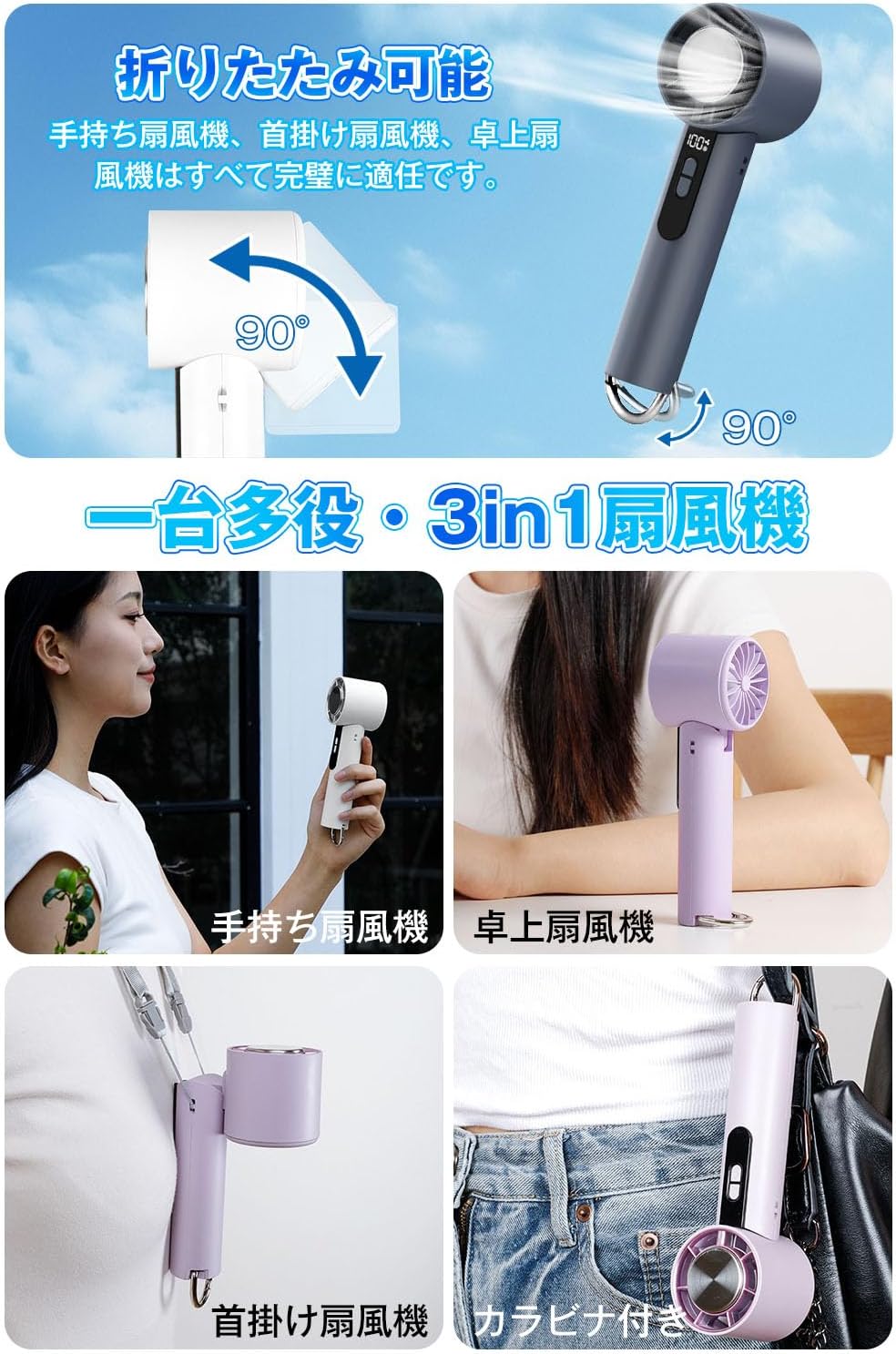 Handy Fan (2025 New Release) with Cooling Plate, Digital Display, Japanese Brushless Motor, Handheld, Neck/Tabletop, 3-in-1 Fan, 5,000 mAh, Large Capacity, 100 Levels of Air Flow Adjustment, Powerful
